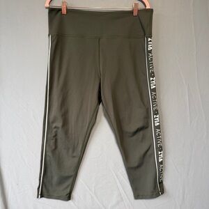 Zyia Active Womens Hi Rise Crops Size 16-18 Khaki Yoga Gym Workout Granola